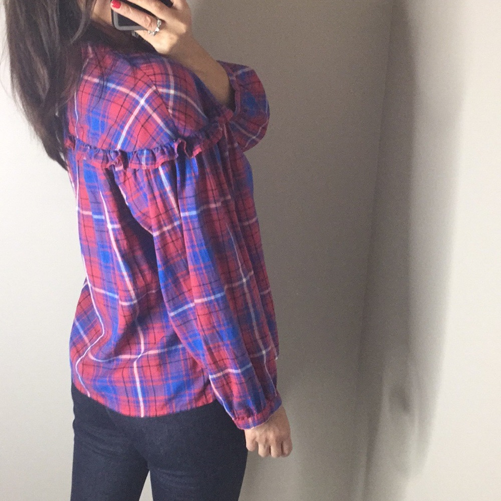 Madewell plaid ruffled top - Picture 2 of 7
